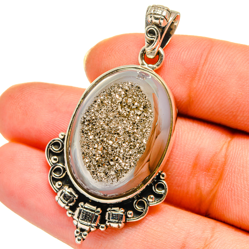 Pyrite Druzy Pendants handcrafted by Ana Silver Co - PD14084