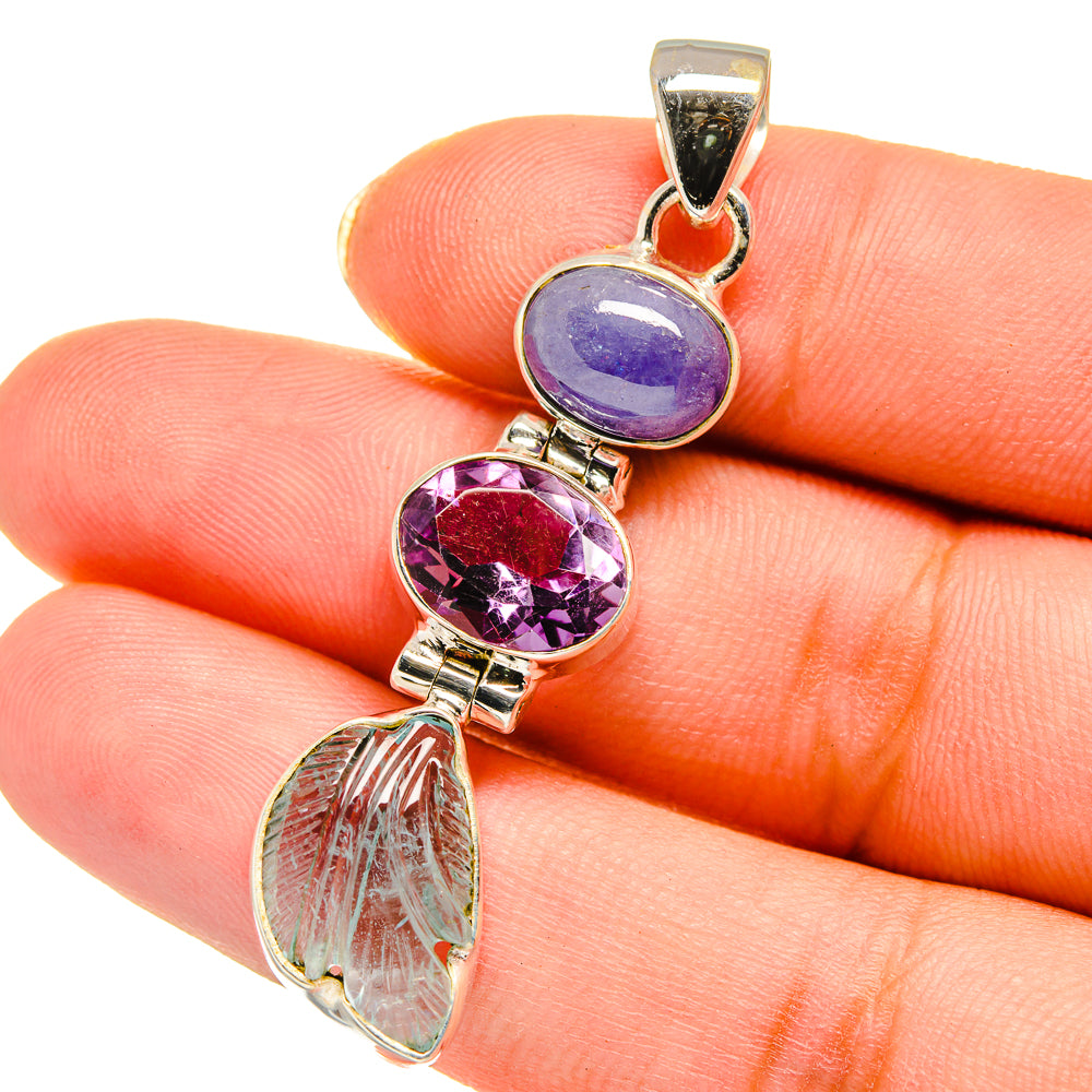 Aquamarine, Amethyst, Tanzanite Pendants handcrafted by Ana Silver Co - PD14090