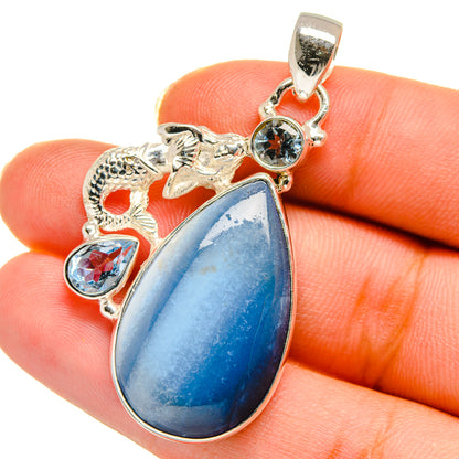 Owyhee Opal, Blue Topaz Pendants handcrafted by Ana Silver Co - PD14099