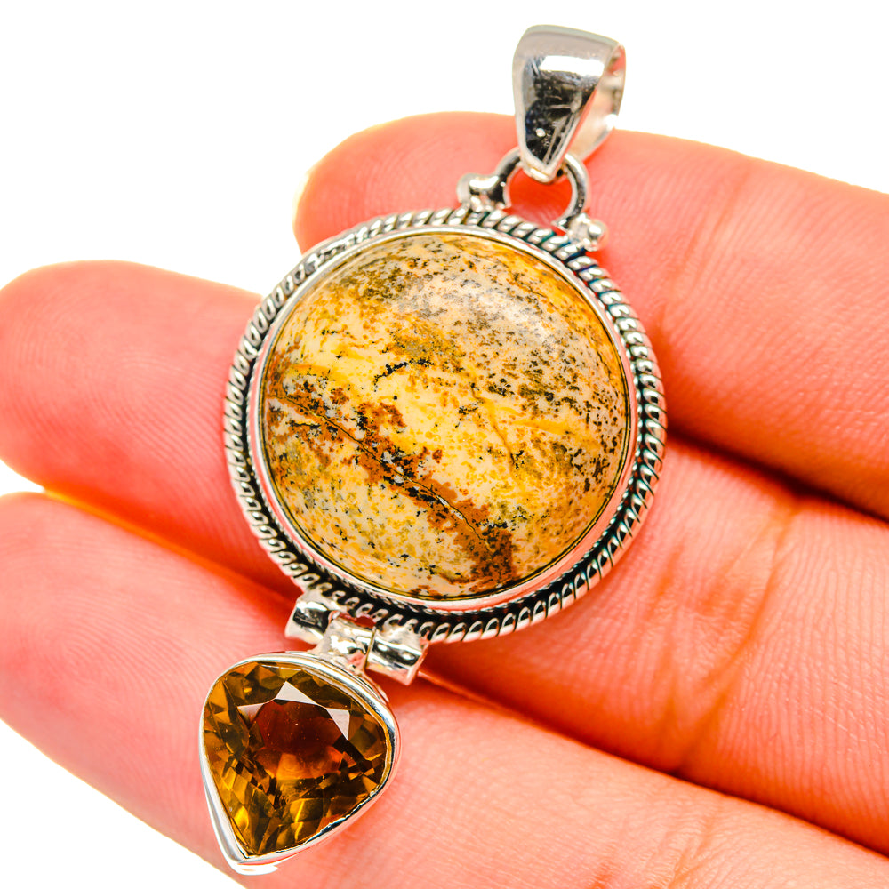 Picture Jasper, Mandarin Citrine Pendants handcrafted by Ana Silver Co - PD14126