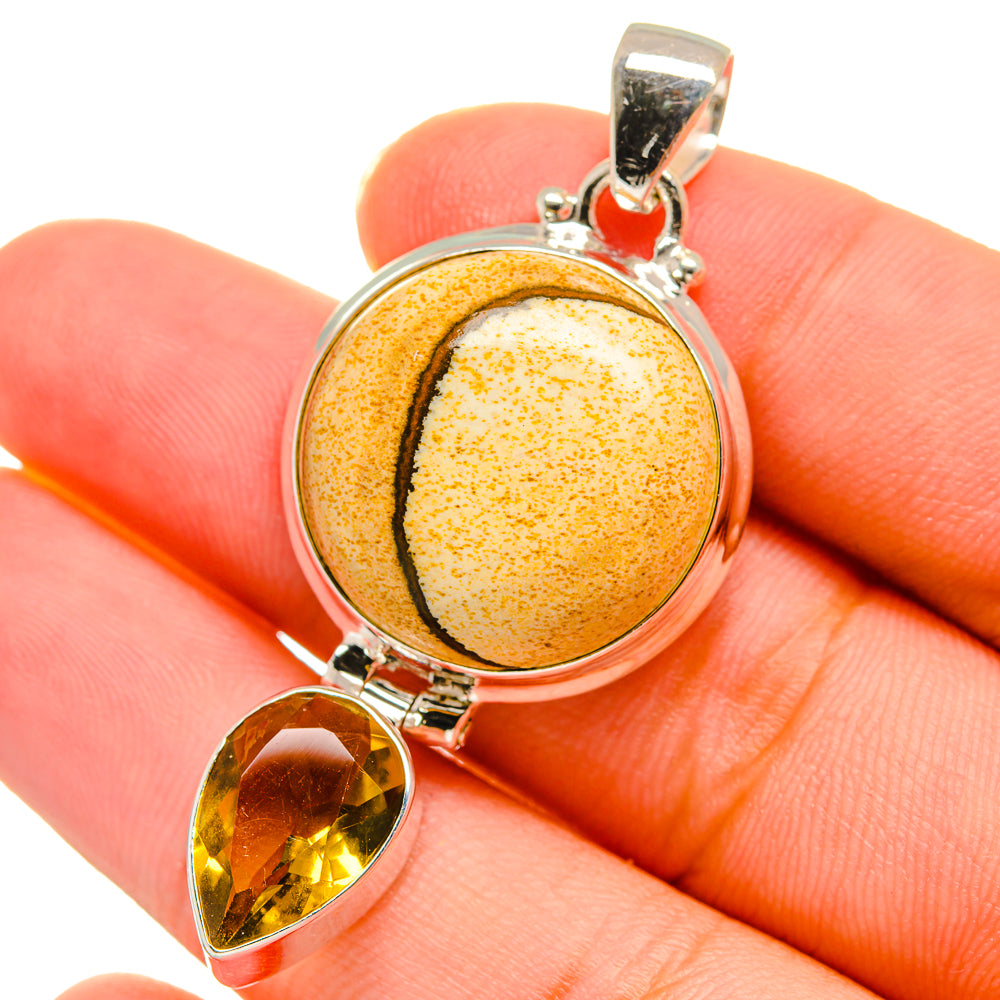 Picture Jasper, Citrine Pendants handcrafted by Ana Silver Co - PD14129