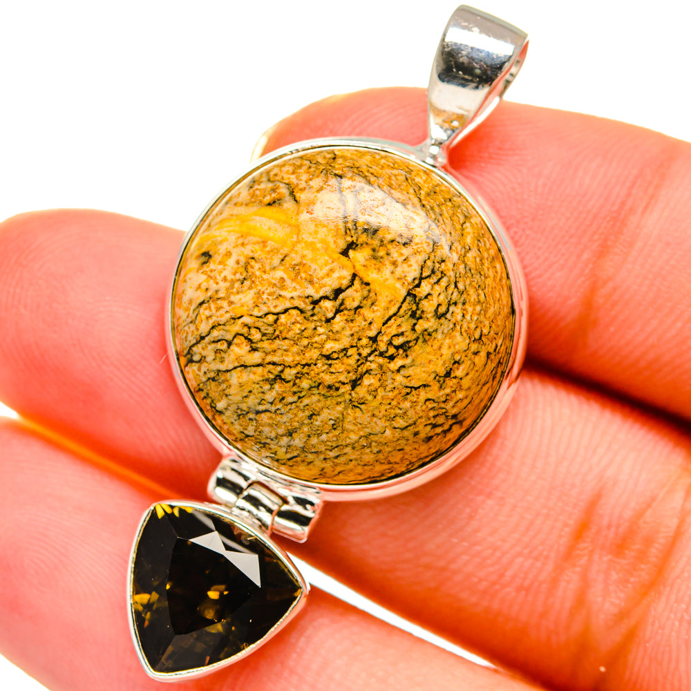 Picture Jasper, Smoky Quartz Pendants handcrafted by Ana Silver Co - PD14133