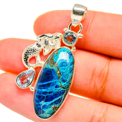 Chrysocolla, Blue Topaz Pendants handcrafted by Ana Silver Co - PD14137