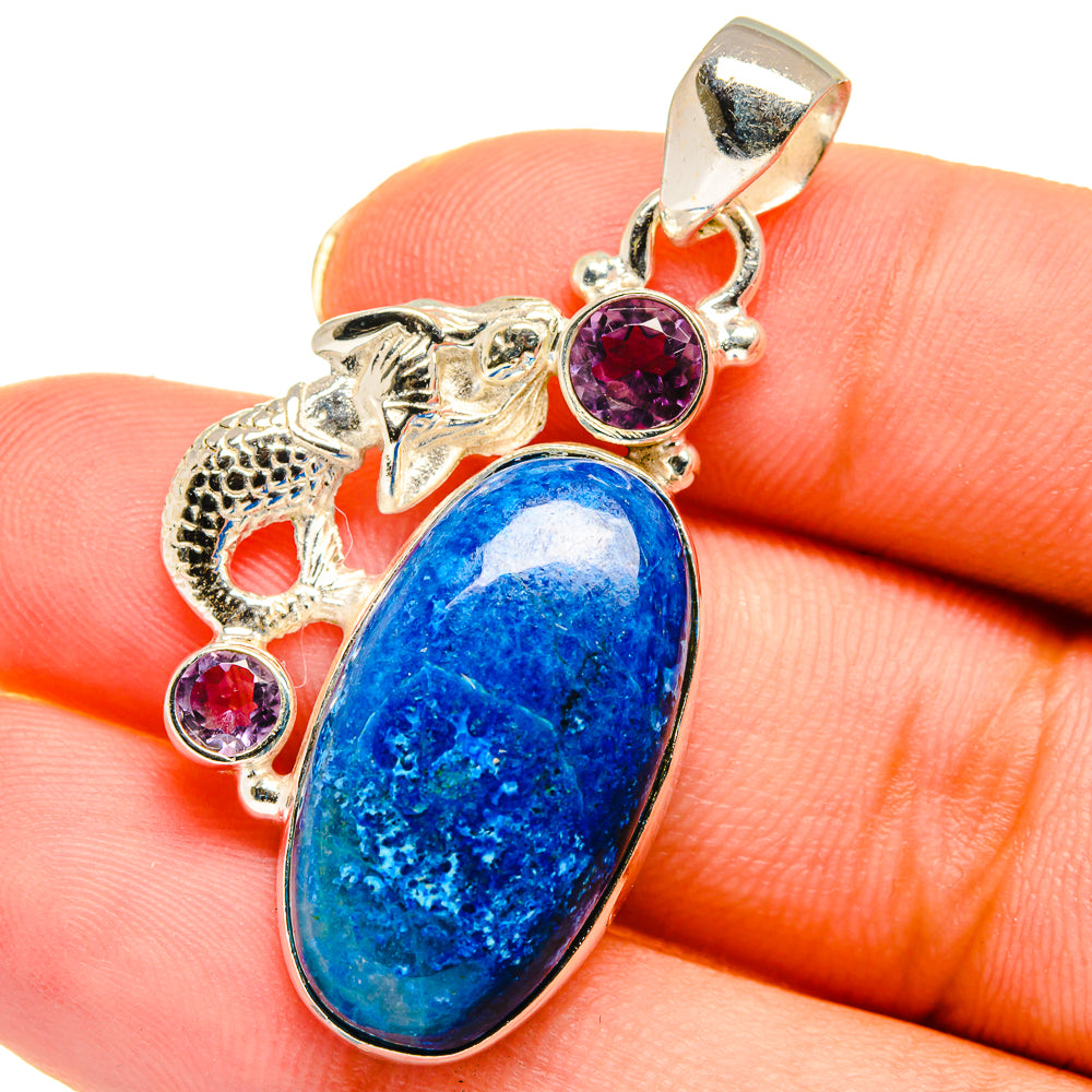 Shattuckite, Amethyst Pendants handcrafted by Ana Silver Co - PD14140