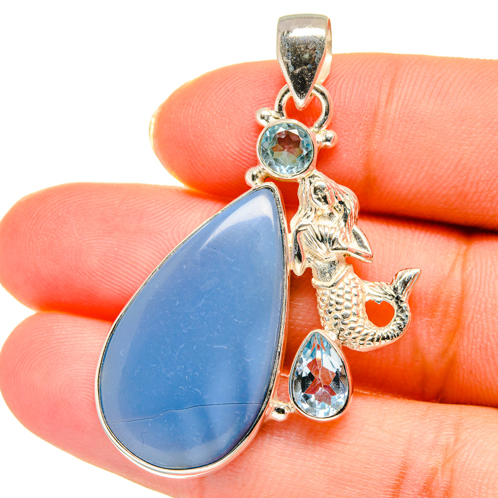 Owyhee Opal, Blue Topaz Pendants handcrafted by Ana Silver Co - PD14178