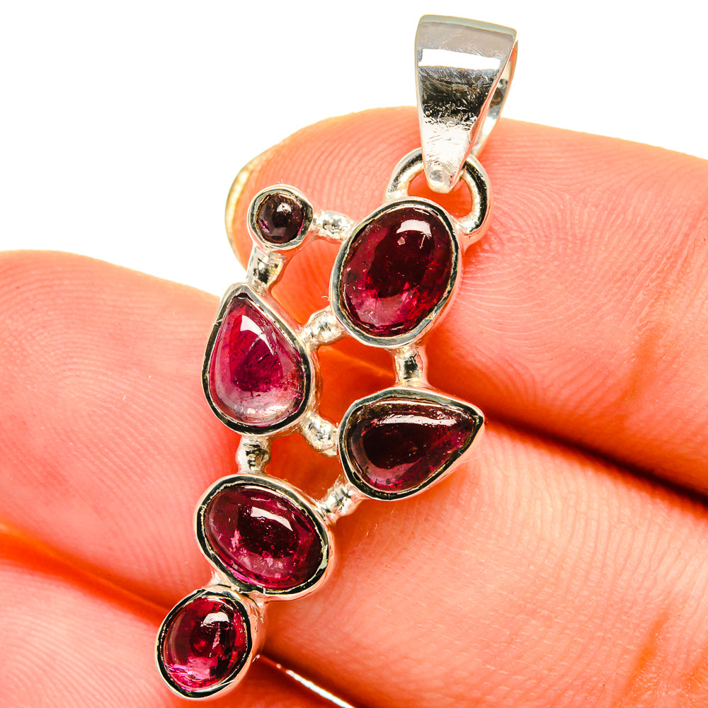 Pink Tourmaline, Garnet Pendants handcrafted by Ana Silver Co - PD14183
