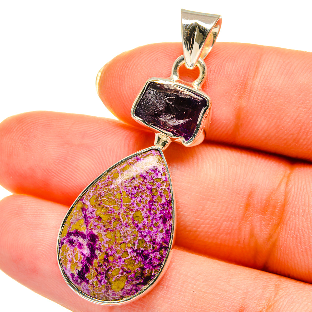 Stichtite, Amethyst Pendants handcrafted by Ana Silver Co - PD14212