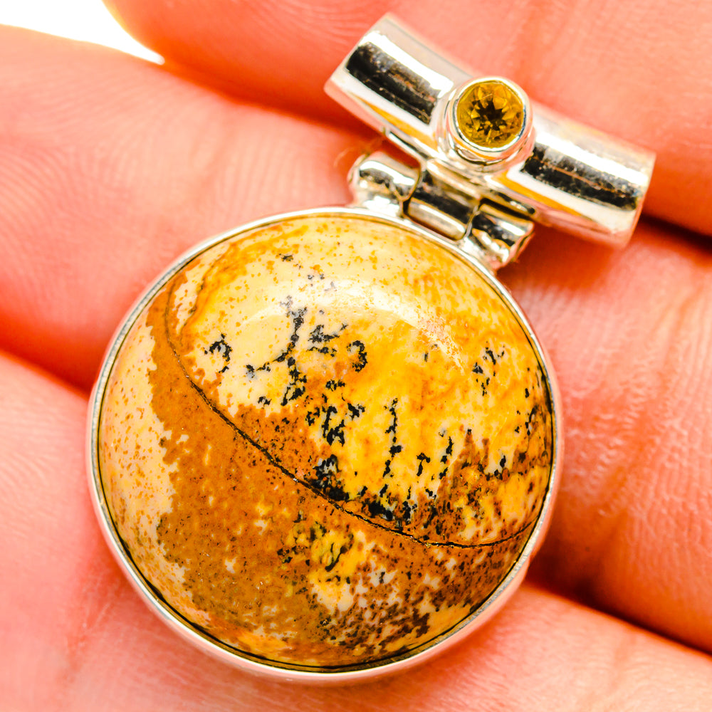Picture Jasper, Citrine Pendants handcrafted by Ana Silver Co - PD14238