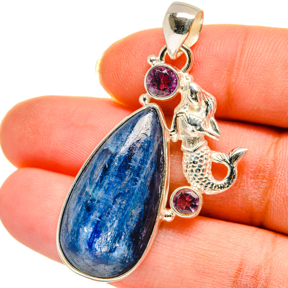 Kyanite, Amethyst Pendants handcrafted by Ana Silver Co - PD14244