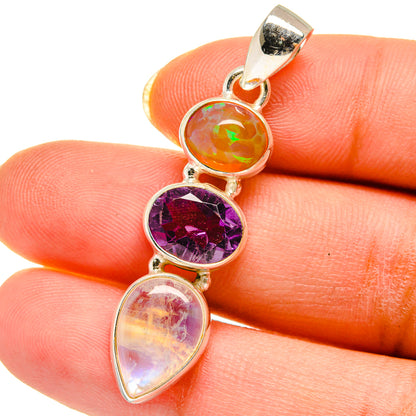 Rainbow Moonstone Pendants handcrafted by Ana Silver Co - PD14280