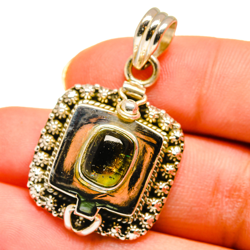 Green Tourmaline Pendants handcrafted by Ana Silver Co - PD14307