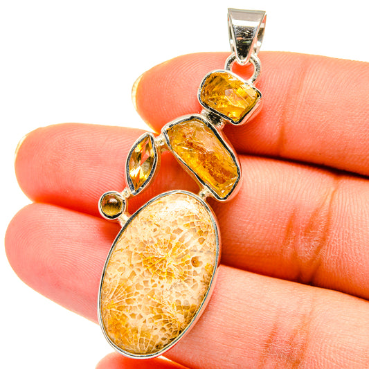 Fossil Coral Pendants handcrafted by Ana Silver Co - PD14428