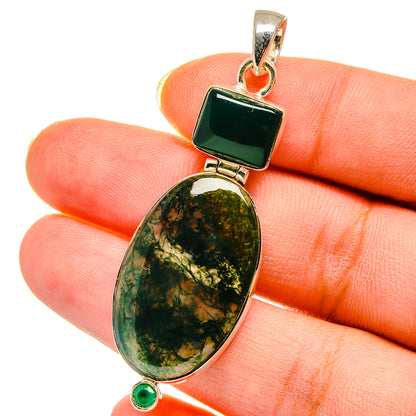 Green Moss Agate Pendants handcrafted by Ana Silver Co - PD14441