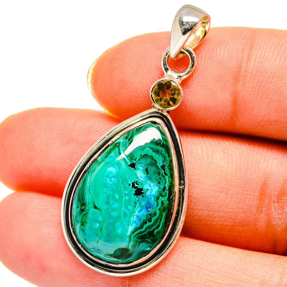 Malachite In Chrysocolla Pendants handcrafted by Ana Silver Co - PD14448