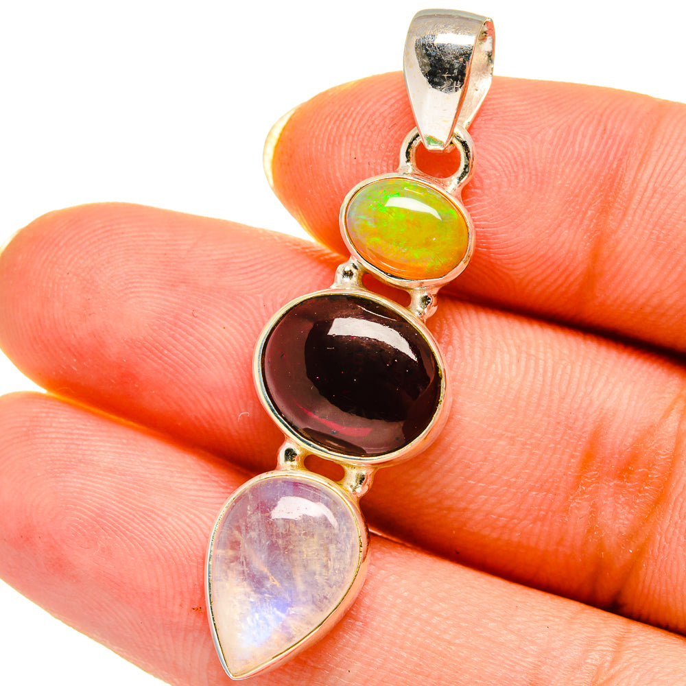 Rainbow Moonstone Pendants handcrafted by Ana Silver Co - PD14466