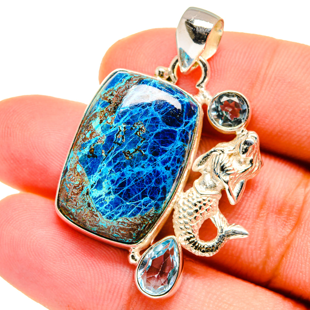 Shattuckite, Blue Topaz Pendants handcrafted by Ana Silver Co - PD14658