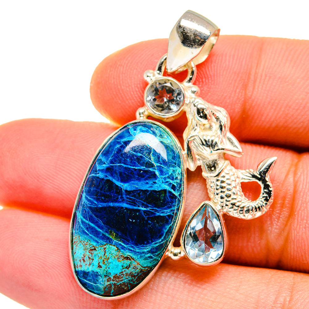 Shattuckite, Blue Topaz Pendants handcrafted by Ana Silver Co - PD14659