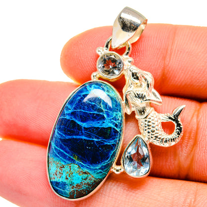 Shattuckite, Blue Topaz Pendants handcrafted by Ana Silver Co - PD14659