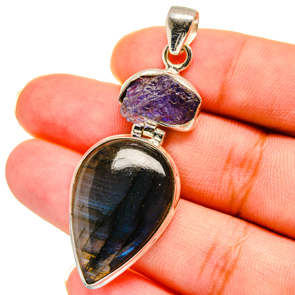 Labradorite, Tanzanite Pendants handcrafted by Ana Silver Co - PD14670
