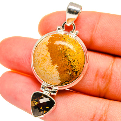 Picture Jasper, Smoky Quartz Pendants handcrafted by Ana Silver Co - PD14693