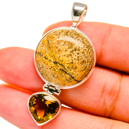 Picture Jasper, Smoky Quartz Pendants handcrafted by Ana Silver Co - PD14694