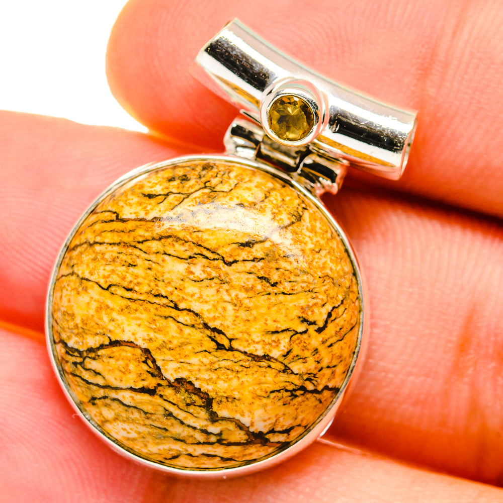 Picture Jasper, Citrine Pendants handcrafted by Ana Silver Co - PD14696