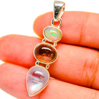 Rainbow Moonstone, Sunstone, Ethiopian Opal Pendants handcrafted by Ana Silver Co - PD14736