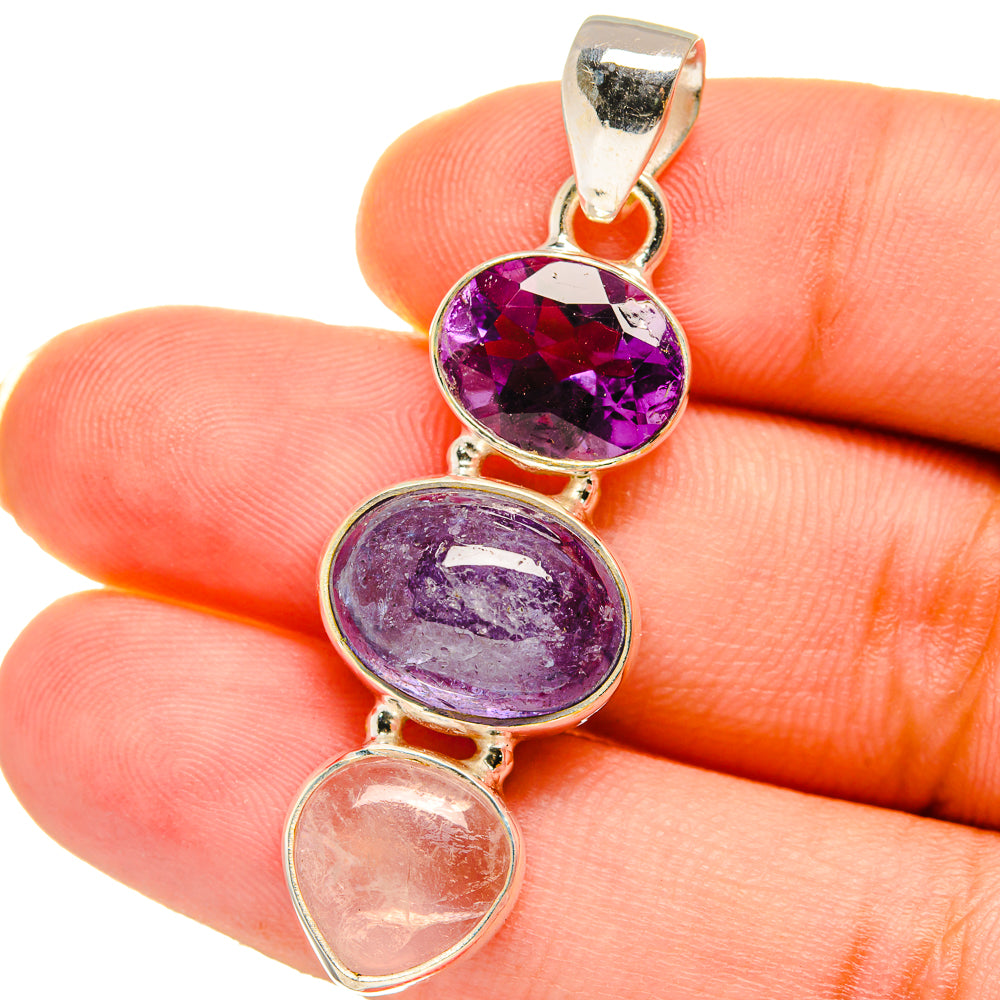 Rainbow Moonstone, Amethyst, Tanzanite Pendants handcrafted by Ana Silver Co - PD14739