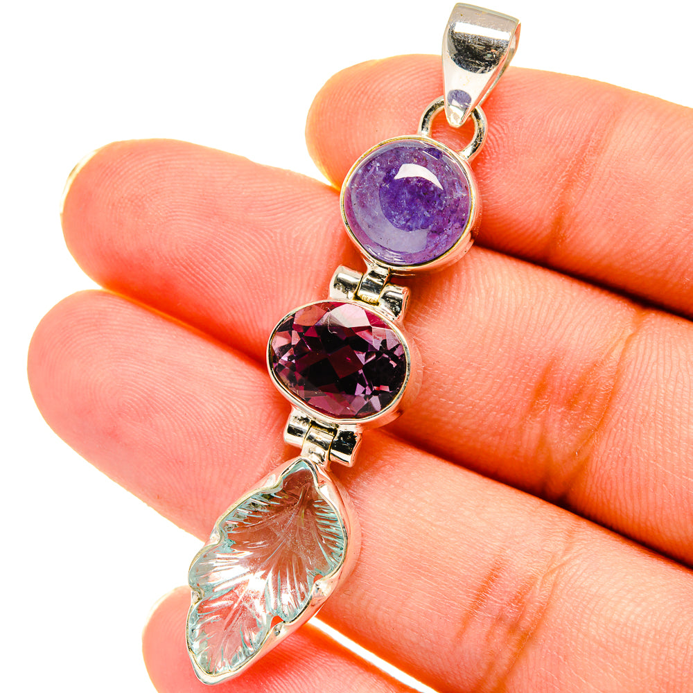 Aquamairne, Amethyst, Tanzanite Pendants handcrafted by Ana Silver Co - PD14746