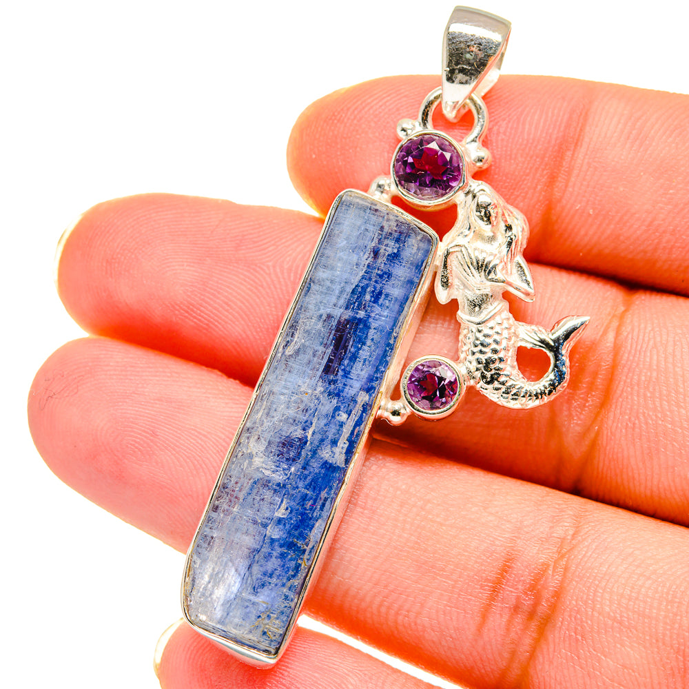 Kyanite, Amethyst Pendants handcrafted by Ana Silver Co - PD14753