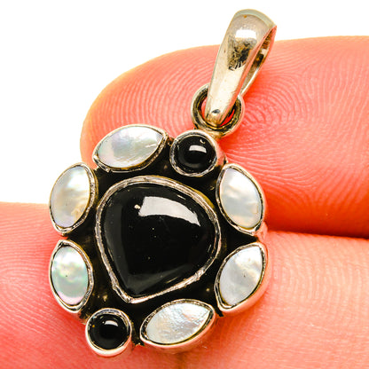 Black Onyx, Cultured Pearl Pendants handcrafted by Ana Silver Co - PD14757