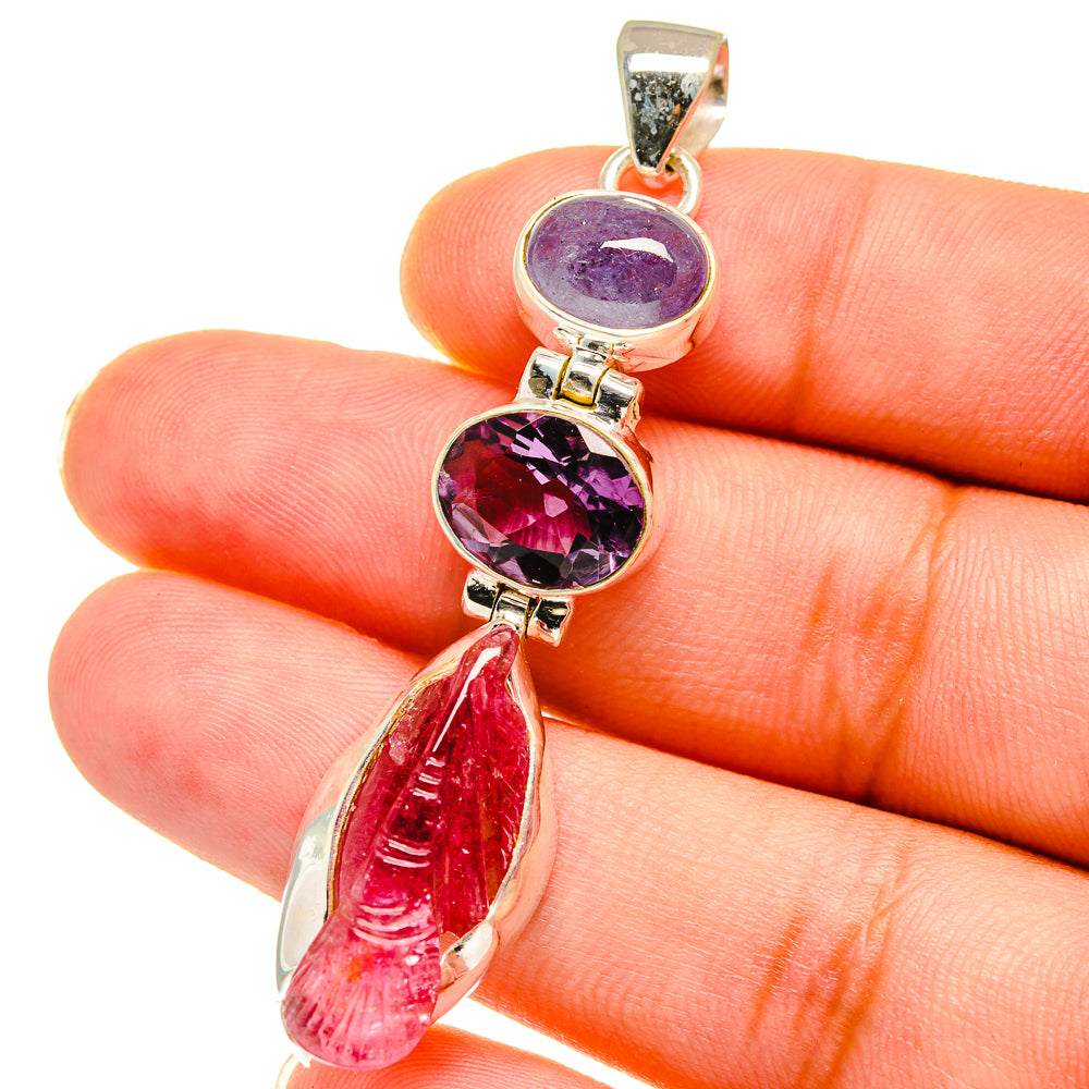 Pink Tourmaline Pendants handcrafted by Ana Silver Co - PD14774