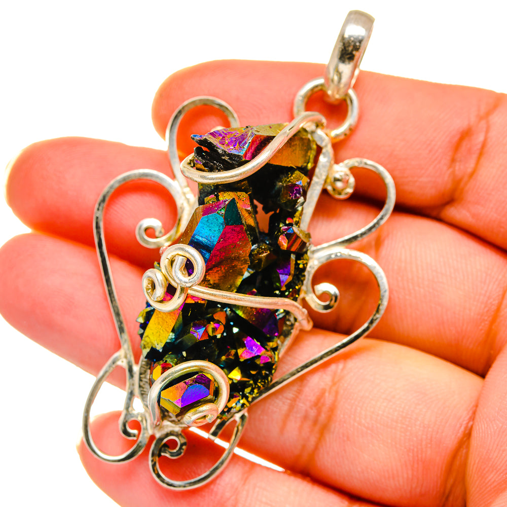 Titanium Sunshine Druzy Pendants handcrafted by Ana Silver Co - PD14794
