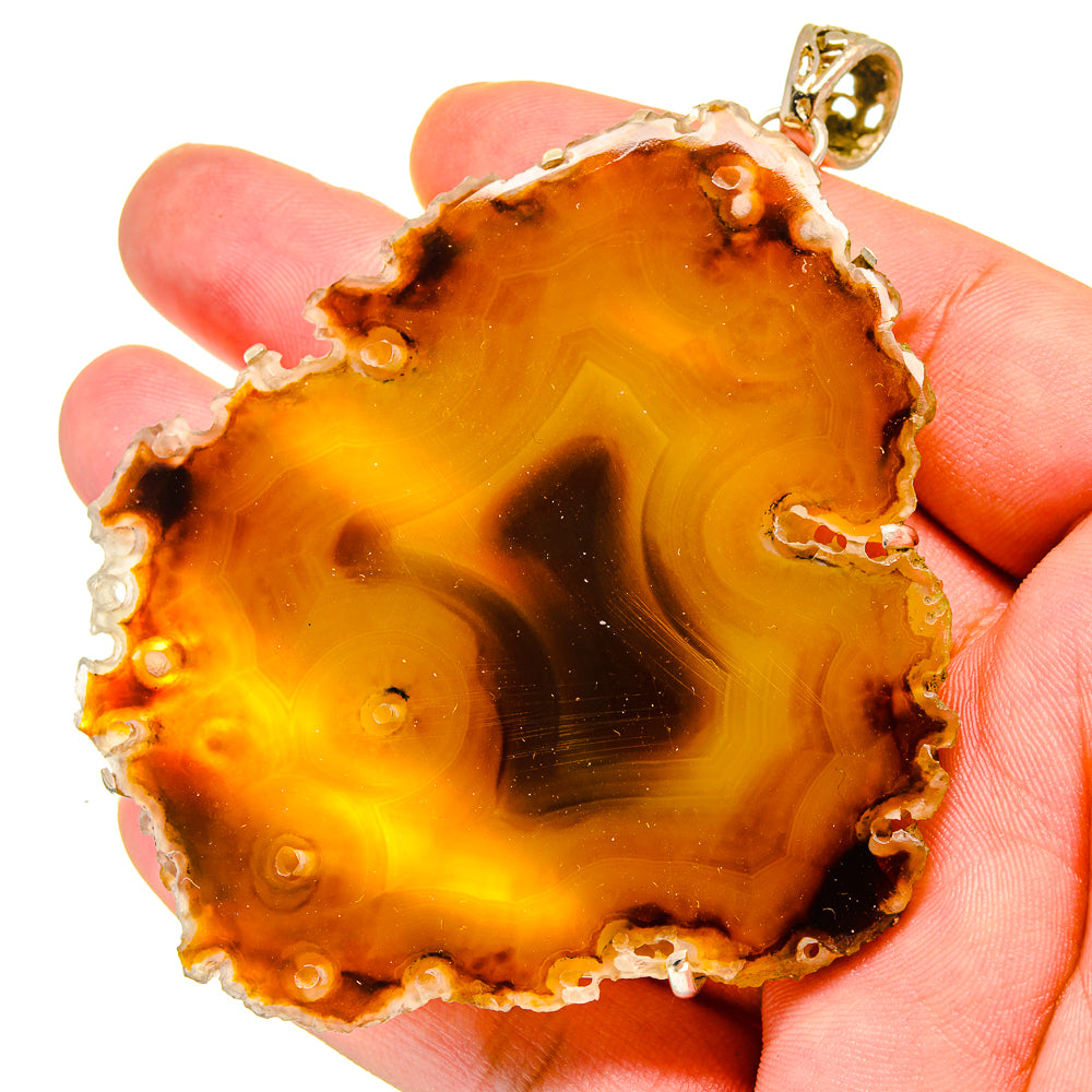 Orange Geode Slice Pendants handcrafted by Ana Silver Co - PD14801
