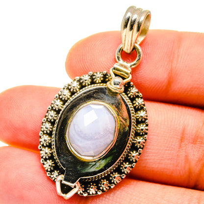Blue Lace Agate Pendants handcrafted by Ana Silver Co - PD14809