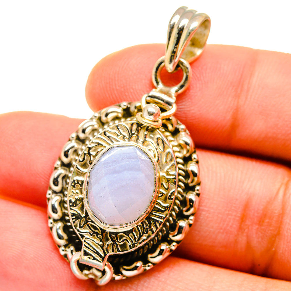 Blue Lace Agate Pendants handcrafted by Ana Silver Co - PD14814