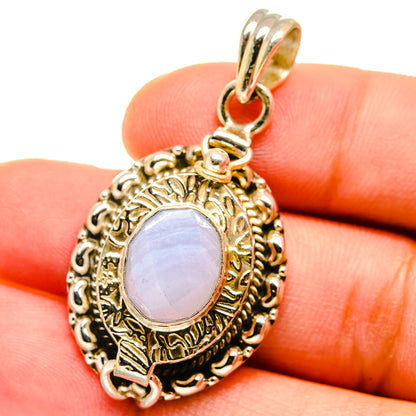 Blue Lace Agate Pendants handcrafted by Ana Silver Co - PD14814