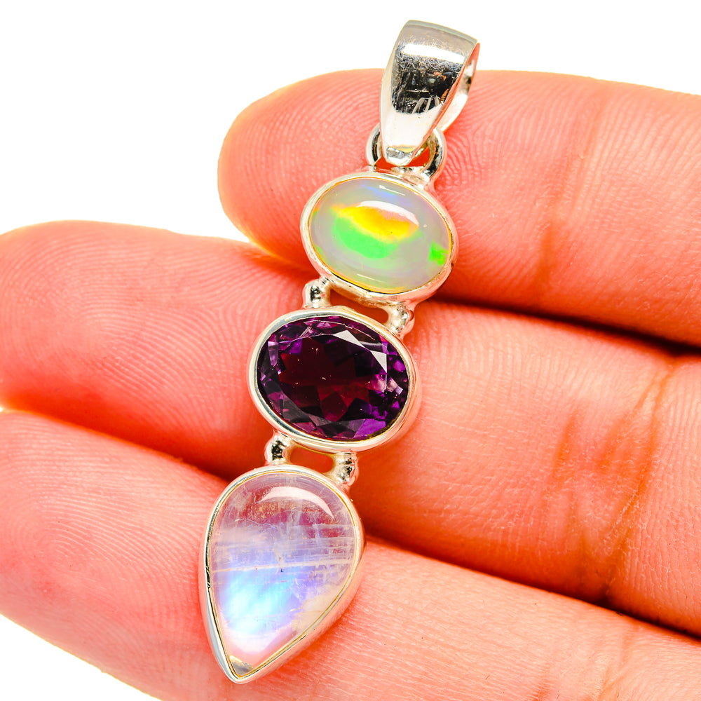 Rainbow Moonstone Pendants handcrafted by Ana Silver Co - PD14863