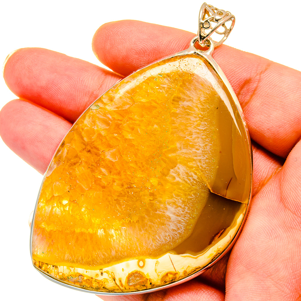 Yellow Geode Slice Pendants handcrafted by Ana Silver Co - PD15047