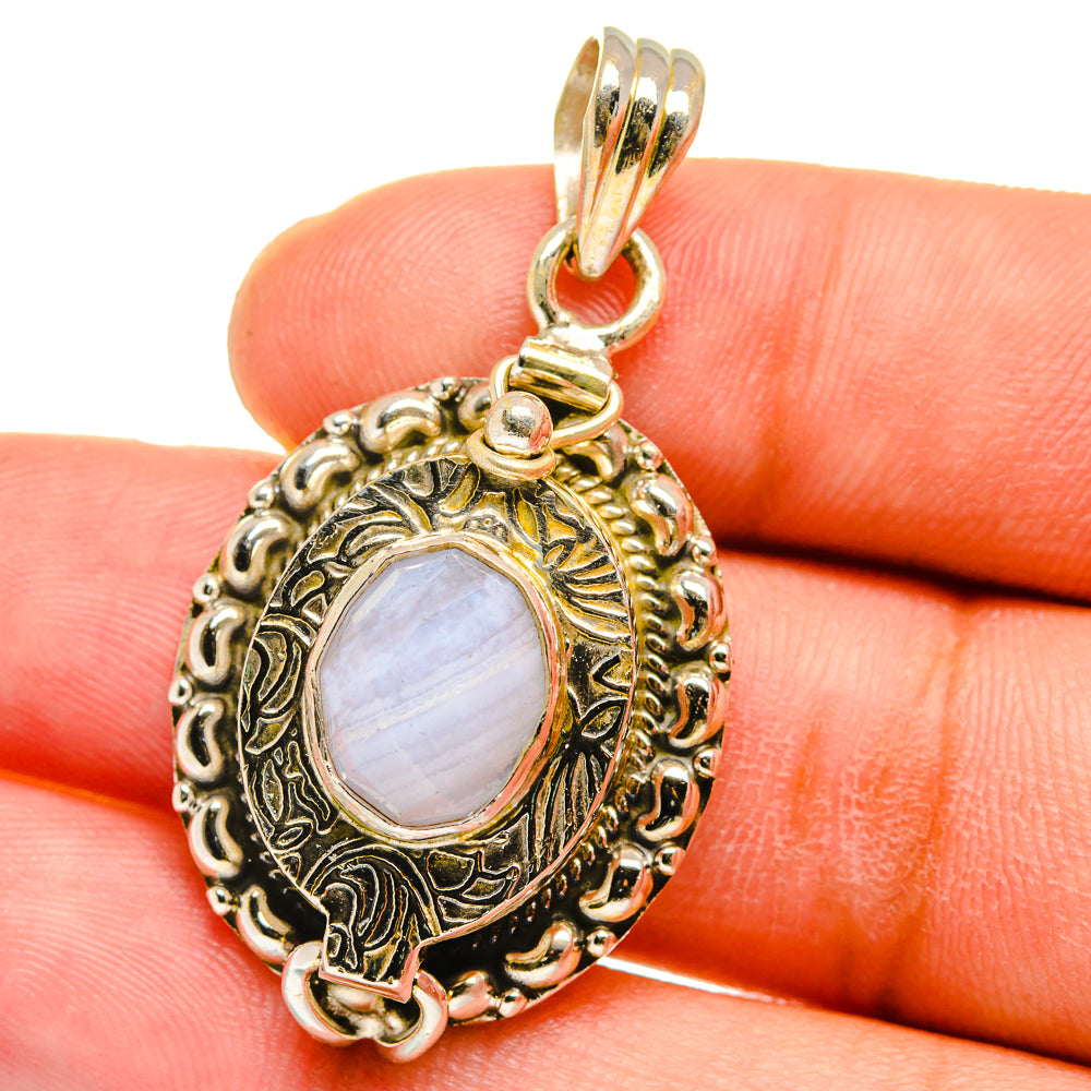 Blue Lace Agate Pendants handcrafted by Ana Silver Co - PD15076