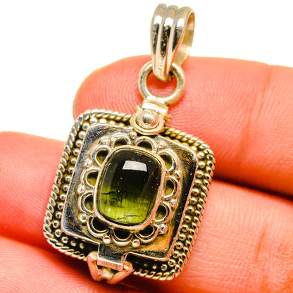 Green Tourmaline Pendants handcrafted by Ana Silver Co - PD15091