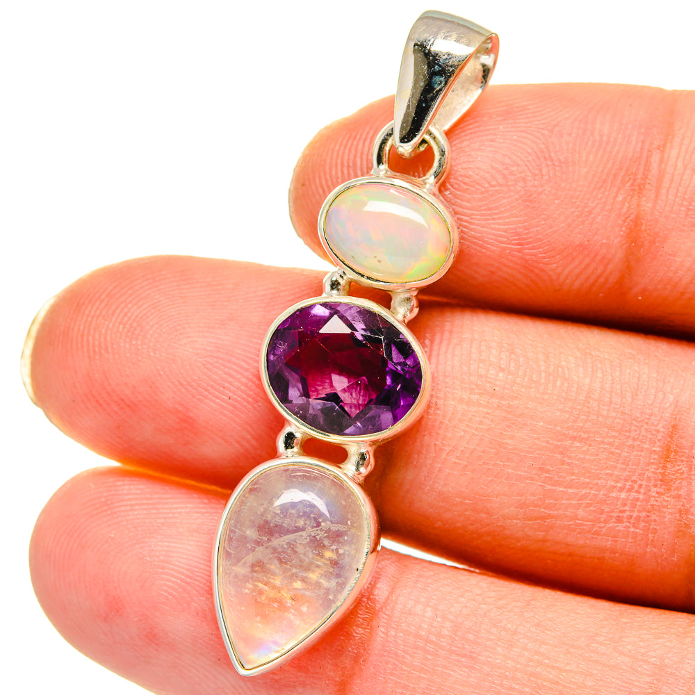 Rainbow Moonstone Pendants handcrafted by Ana Silver Co - PD15112