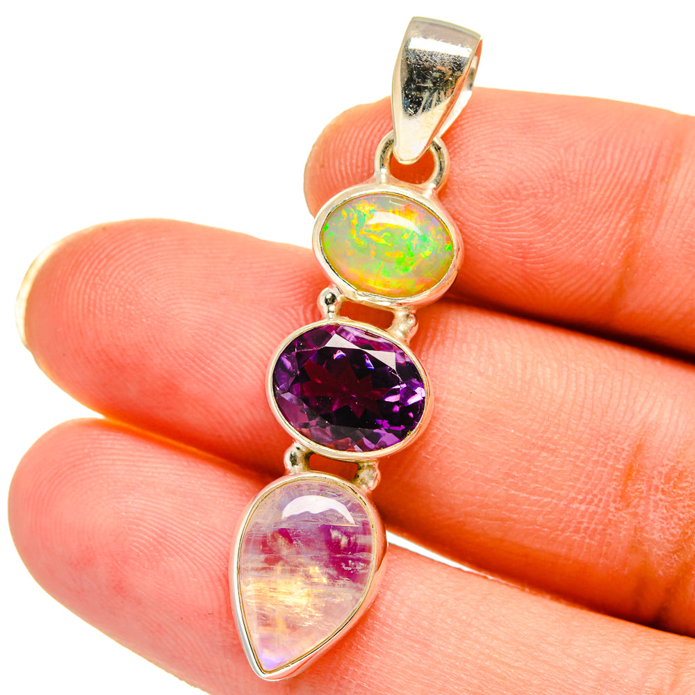 Rainbow Moonstone Pendants handcrafted by Ana Silver Co - PD15117