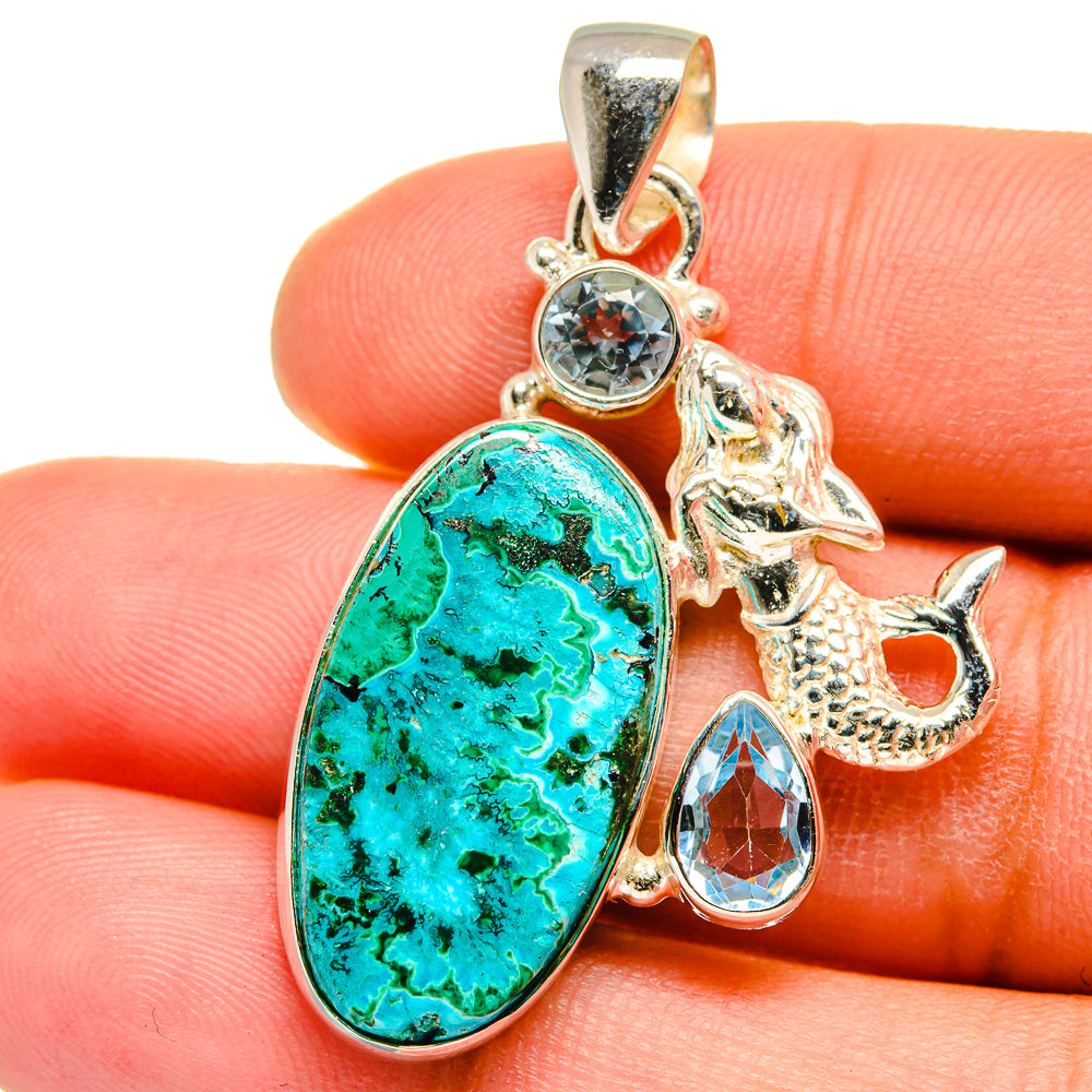 Chrysocolla In Malachite Pendants handcrafted by Ana Silver Co - PD15141
