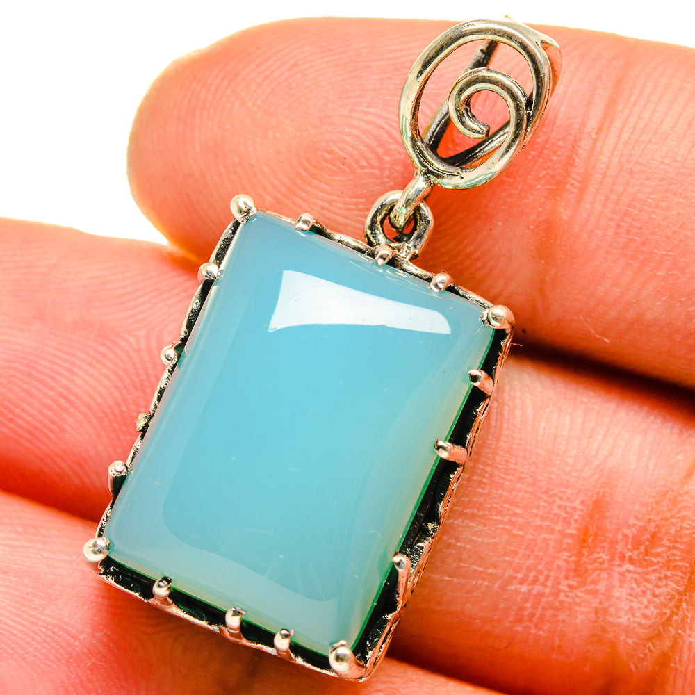 Aqua Chalcedony Pendants handcrafted by Ana Silver Co - PD15143