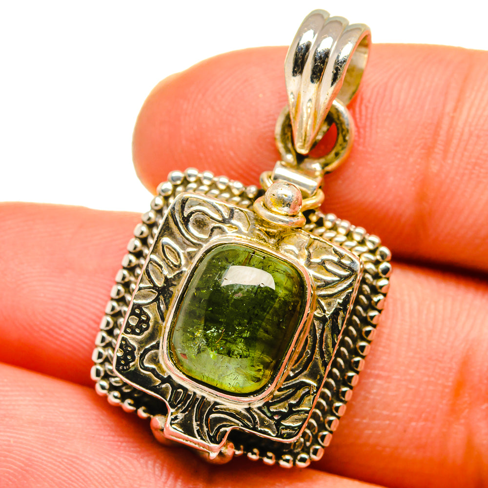 Green Tourmaline Pendants handcrafted by Ana Silver Co - PD15223
