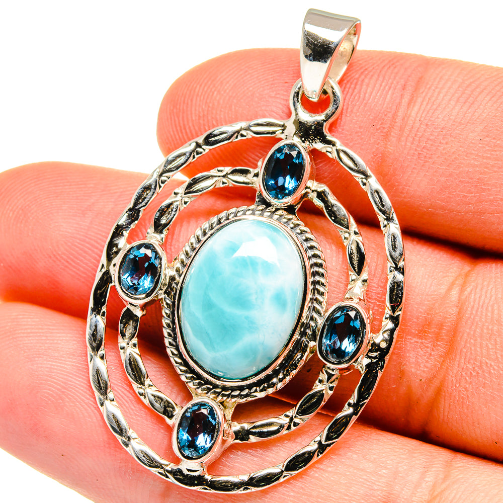 Larimar, Blue Topaz Pendants handcrafted by Ana Silver Co - PD15352