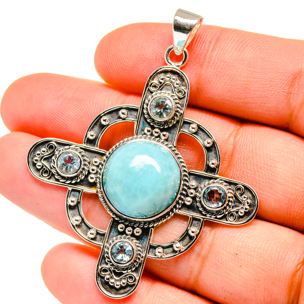 Larimar, Blue Topaz Pendants handcrafted by Ana Silver Co - PD15354