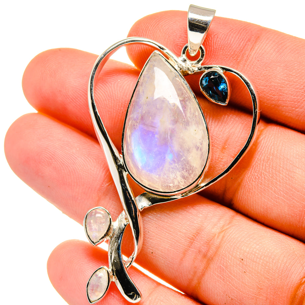 Rainbow Moonstone, Blue Quartz Pendants handcrafted by Ana Silver Co - PD15370