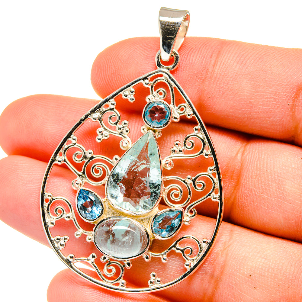 Blue Topaz, Aquamarine Pendants handcrafted by Ana Silver Co - PD15382